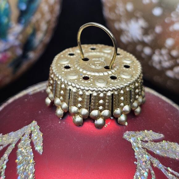 Vintage 34 Pc Glass Christmas Ornaments Embellished Santa Cardinal Krebs O'well - Picture 15 of 15